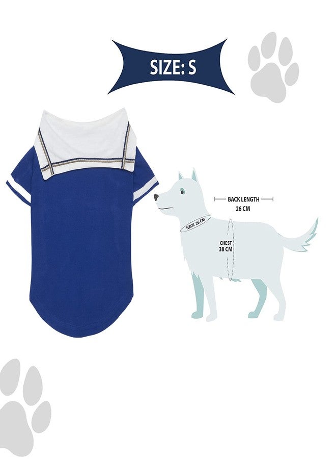 Lulala Dog Shirt with Sea Lover Dog Shirt - Cotton Shirt for Dogs Summer Tshirt with Polo Collar Navy Captain Costume for Dogs (12Inch,Blue-White) - Image 5